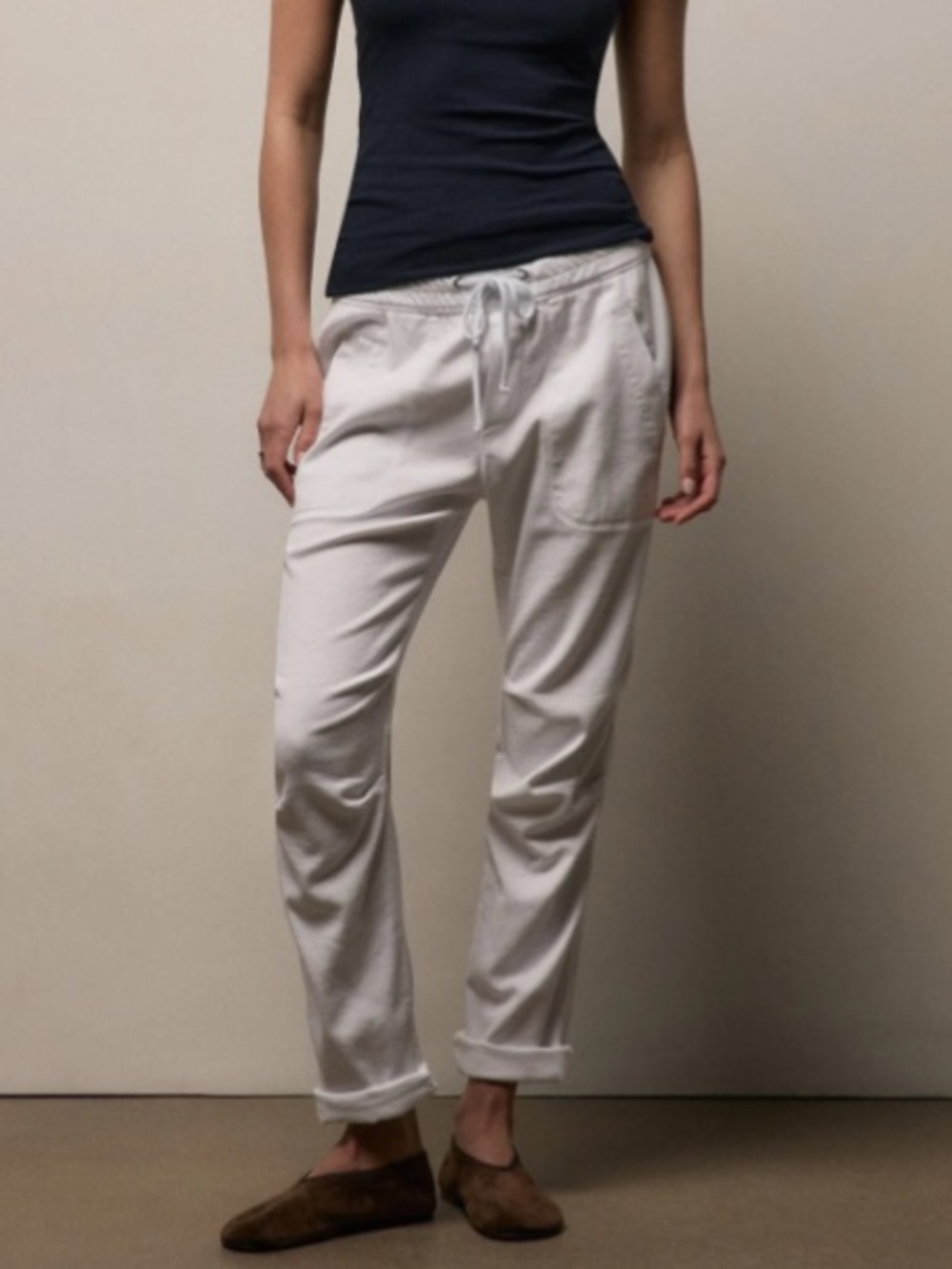 James Perse White Soft Drape Relaxed Pants